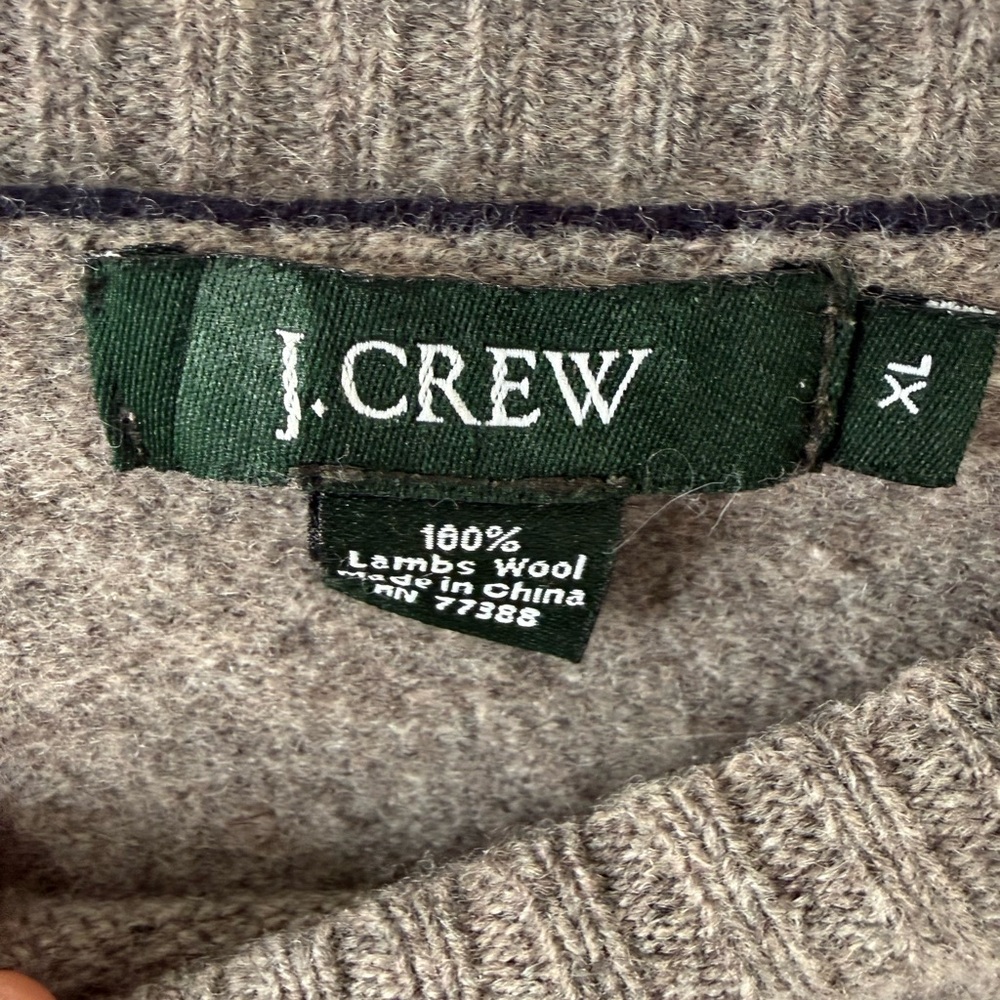J. Crew wool Men's Taupe Gray Crewneck Sweater - Picture 4 of 4